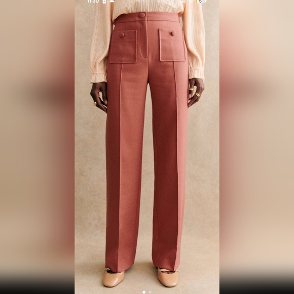 Sezane Pants - Sezane Dan Trousers, Rosewood, 34
